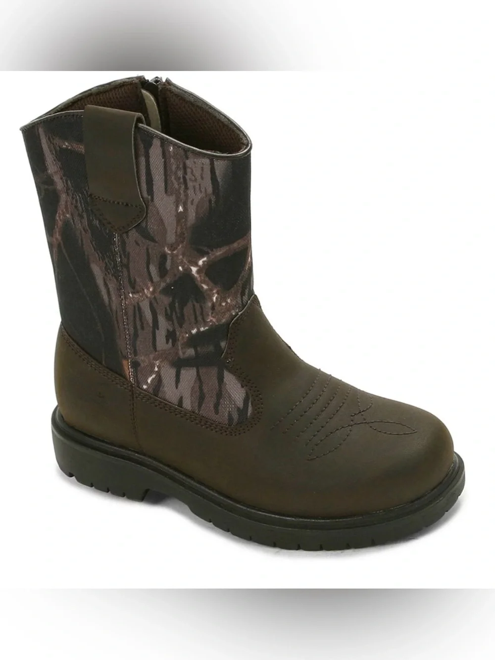 Deer Stags Brown and Dark Brown Kids Western Work Boot Size 1